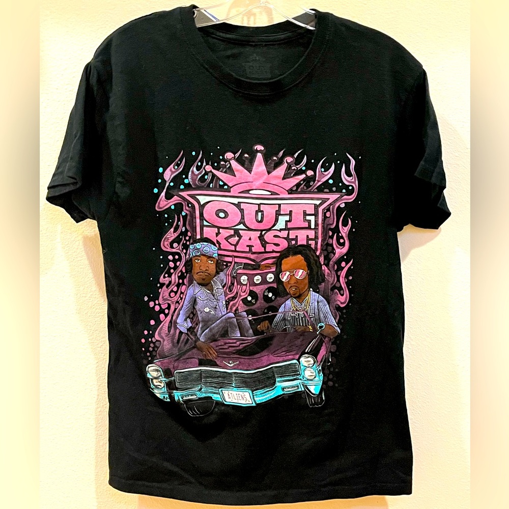 OutKast ATLiens Cartoon Graphic Crewneck Short Sleeve T-Shirt Black Size Medium